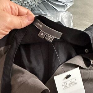 Vince Two-Tone Black and Gray Silk Blouse